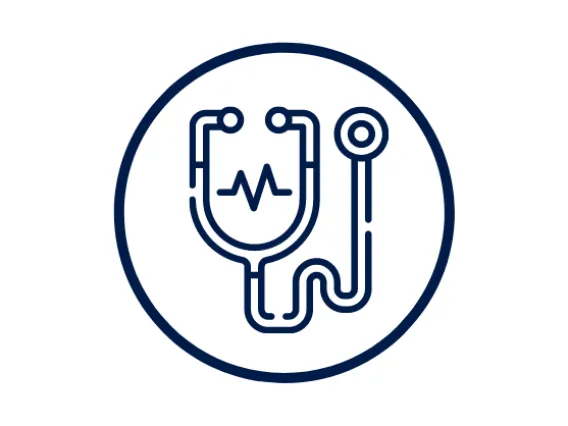 Dark Blue Icon of Stethoscope 